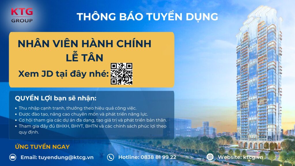 KTG Group tuyển dụng vị trí Nhân viên Hành chính Lễ tân